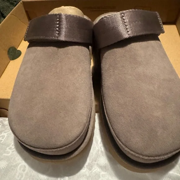 UGG Grey Suede Slide with Adjustable Strap and Lug Sole - Picture 5 of 11